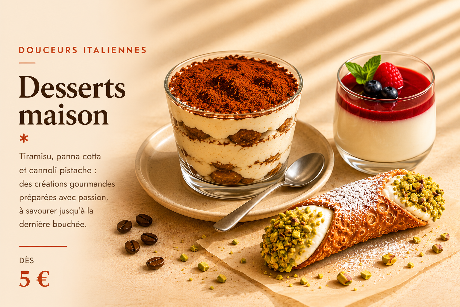 Douceurs Italiennes — desserts maison tiramisu panna cotta