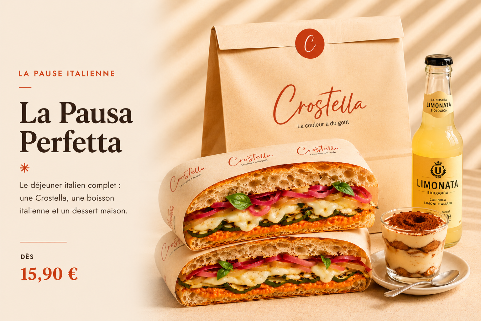 La Pausa Perfetta — formule déjeuner complète schiacciata boisson dessert