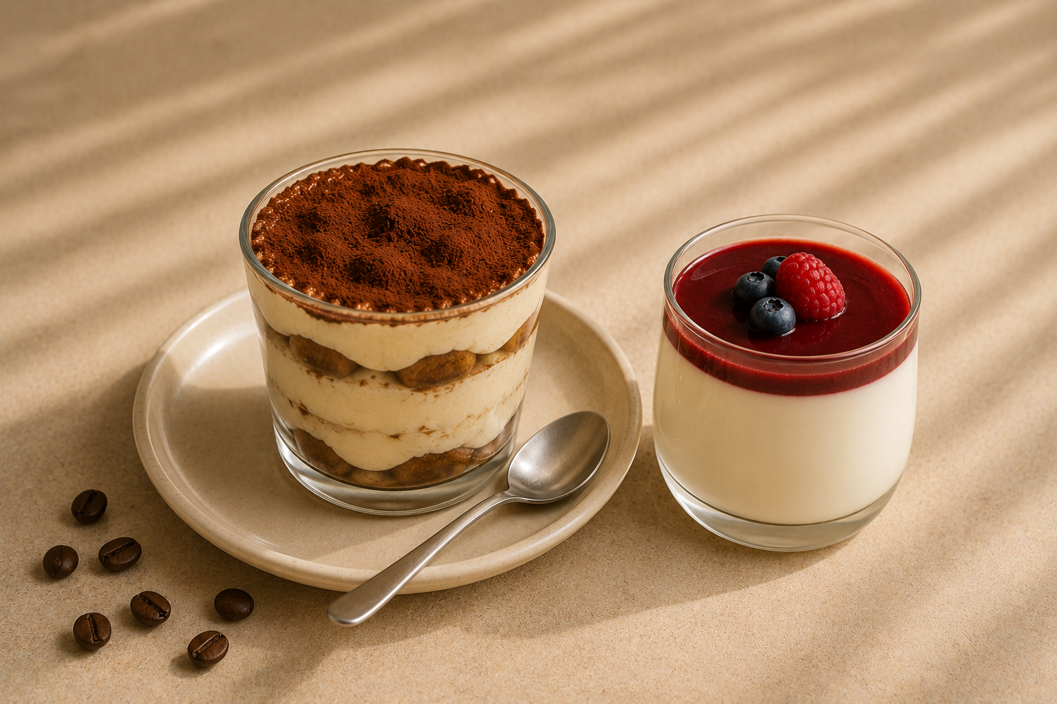 Desserts maison Crostella — tiramisu, panna cotta et mousse au chocolat